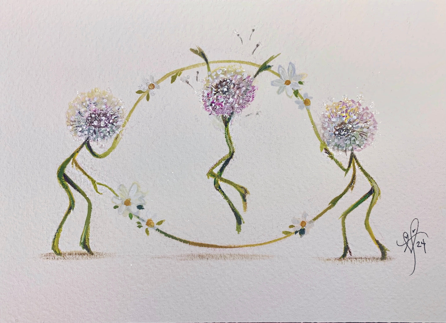 Jump rope wishes gouache painting