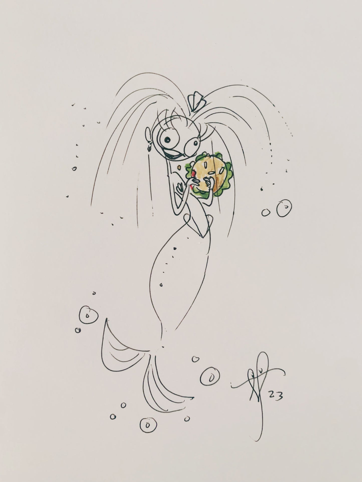 Mermie pen sketch Burger #50