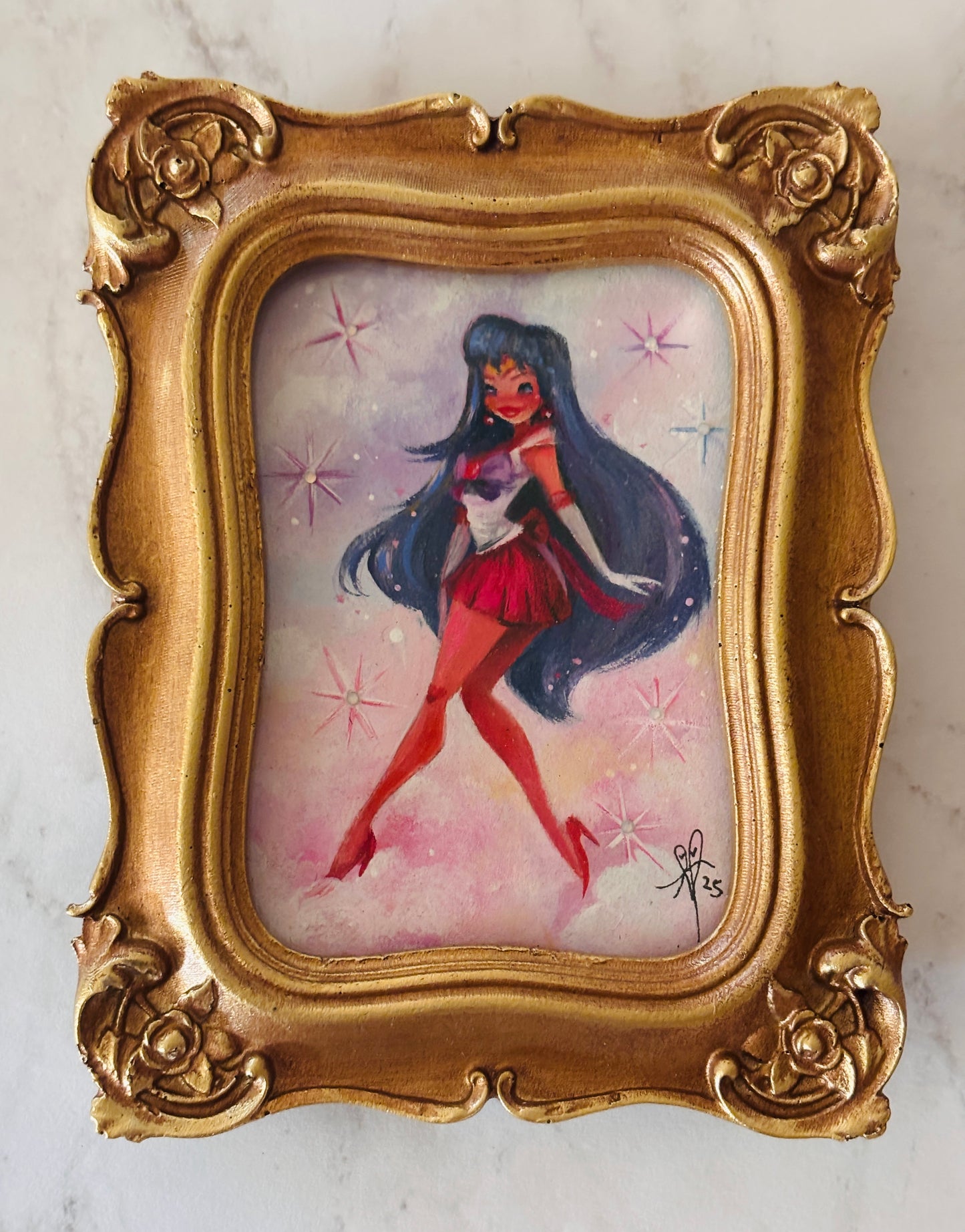 Sailor Mars gouache painting
