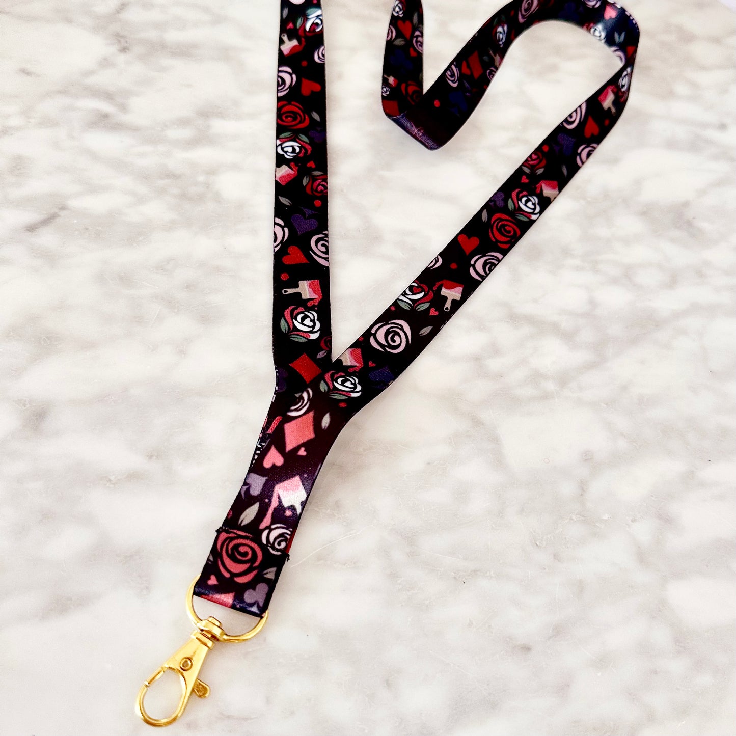 Wonderland Lanyard Painting the Roses (black)