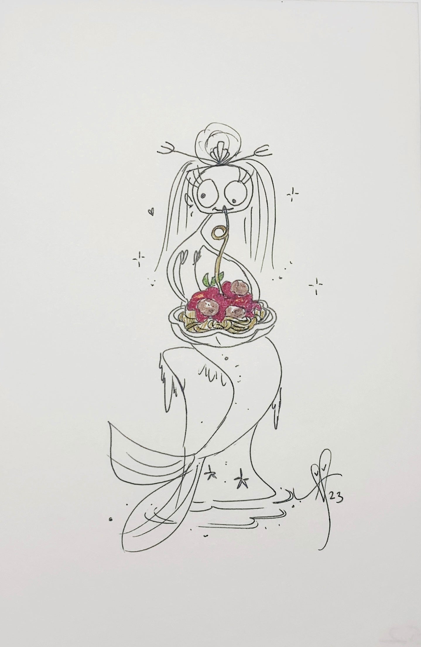 Mermie pen sketch Spaghetti #52