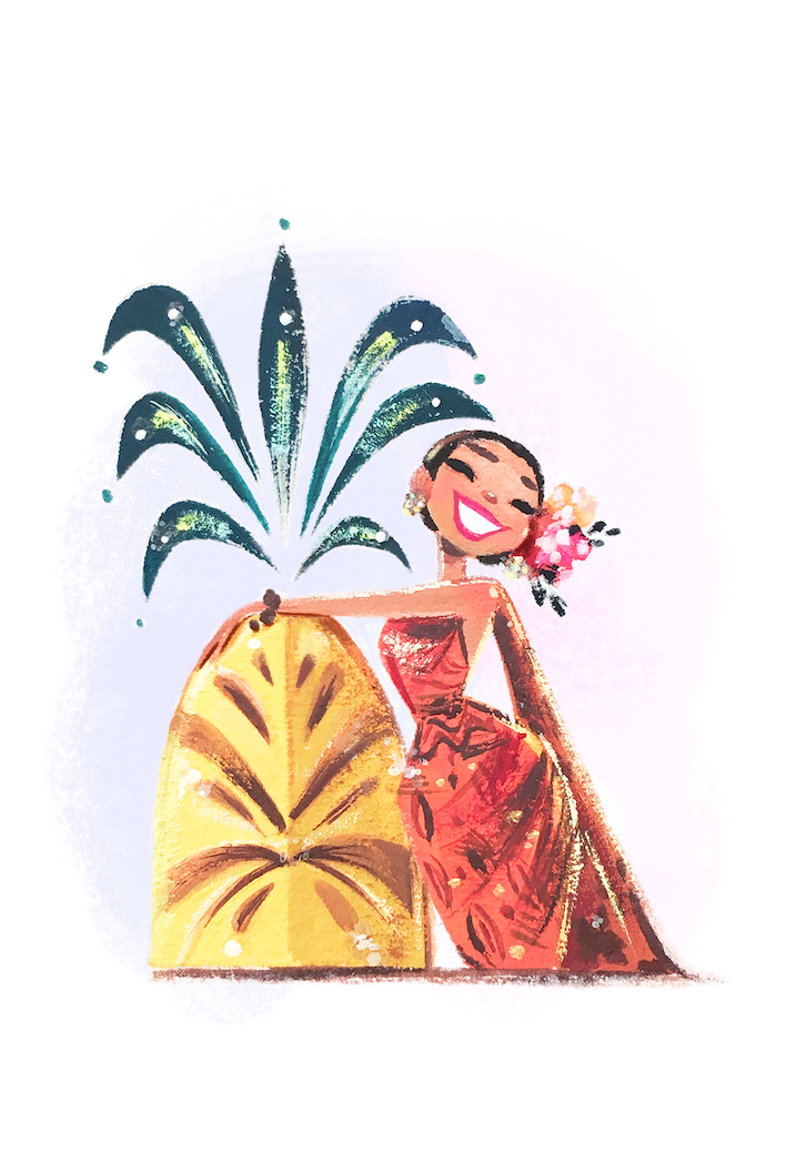 Teeny Amber Pineapple Girl fine art print