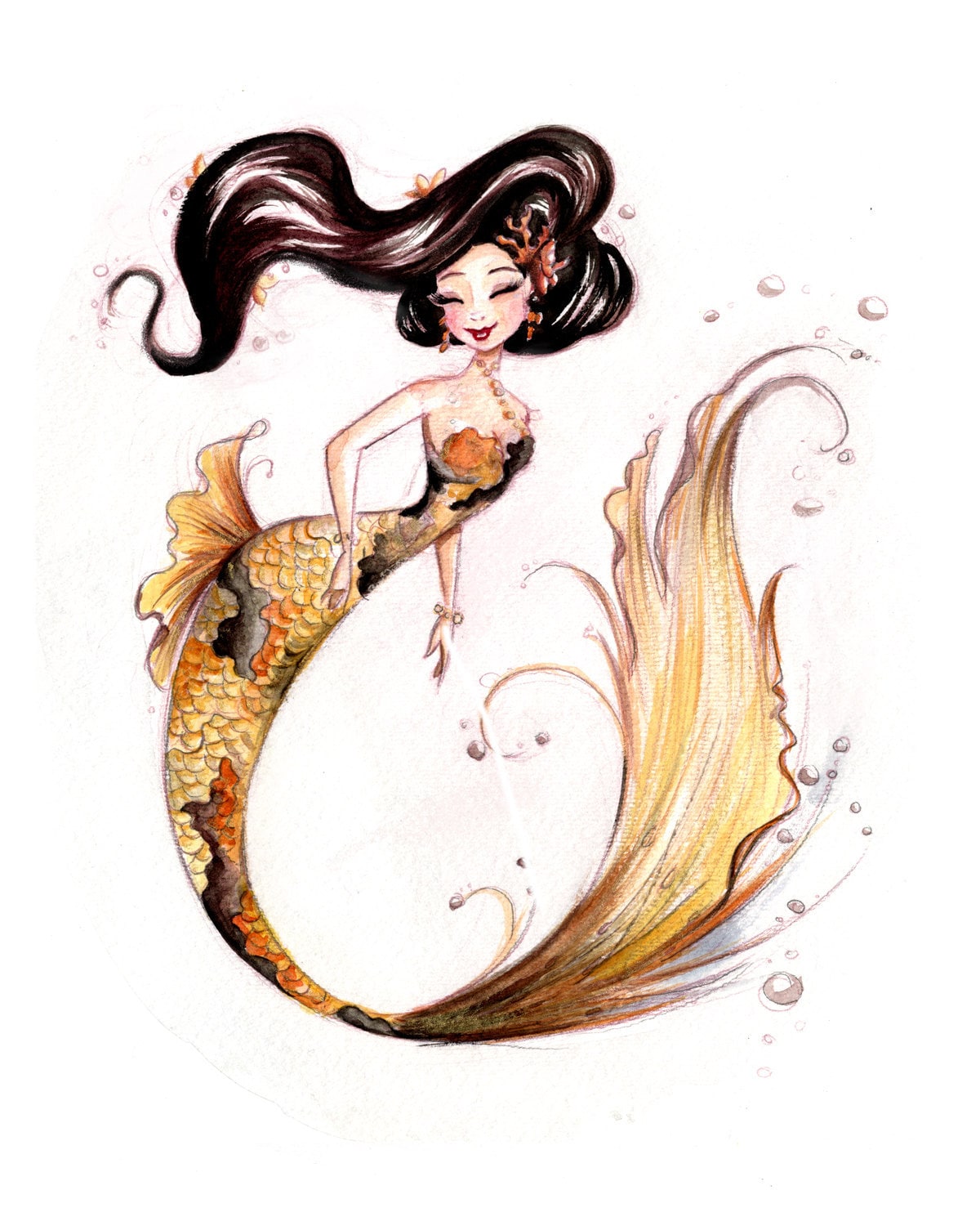 Mermaid Fishing Art Print
