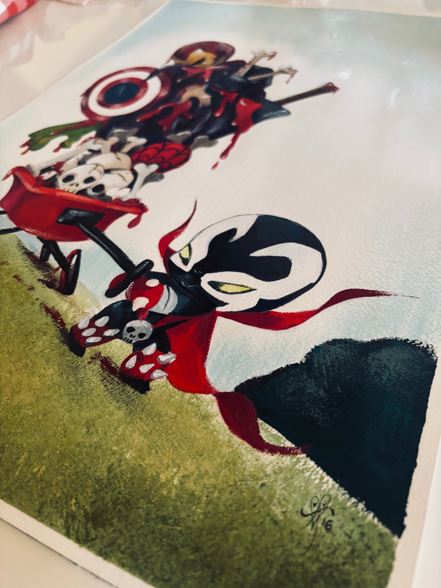 Spawn kills Everything varient cover gouache painting