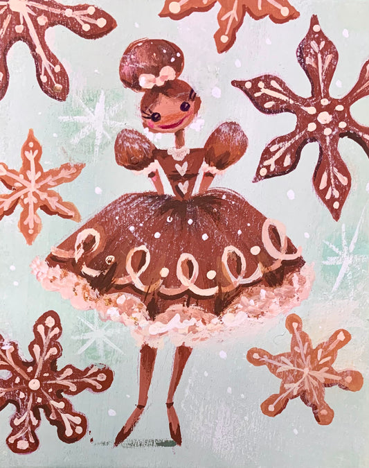Limited Edition Gingerbread Girl mini art print