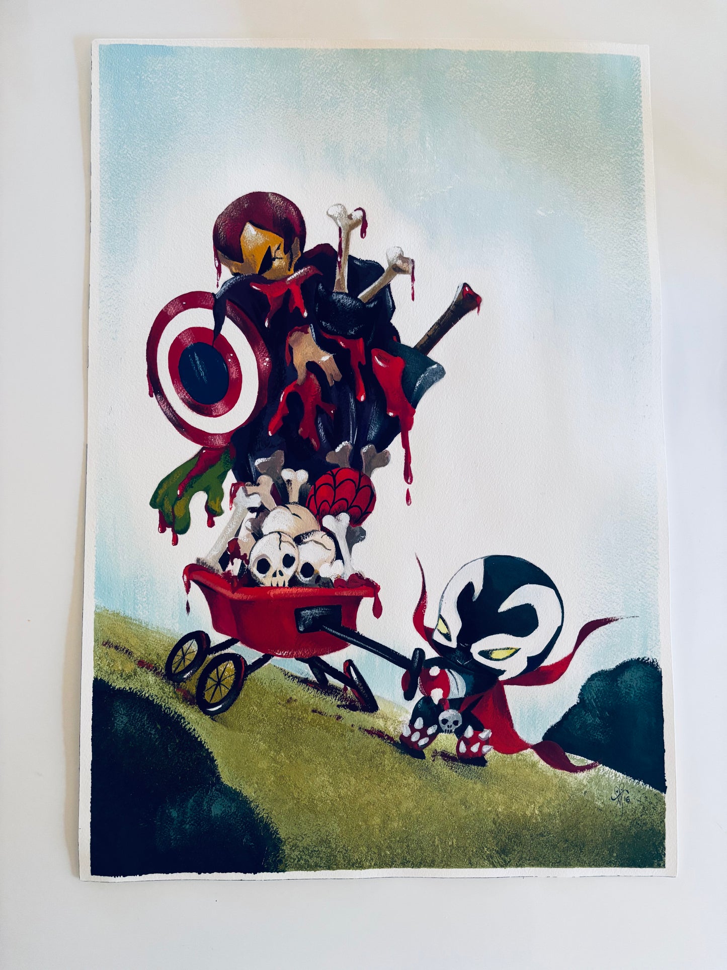 Spawn kills Everything varient cover gouache painting