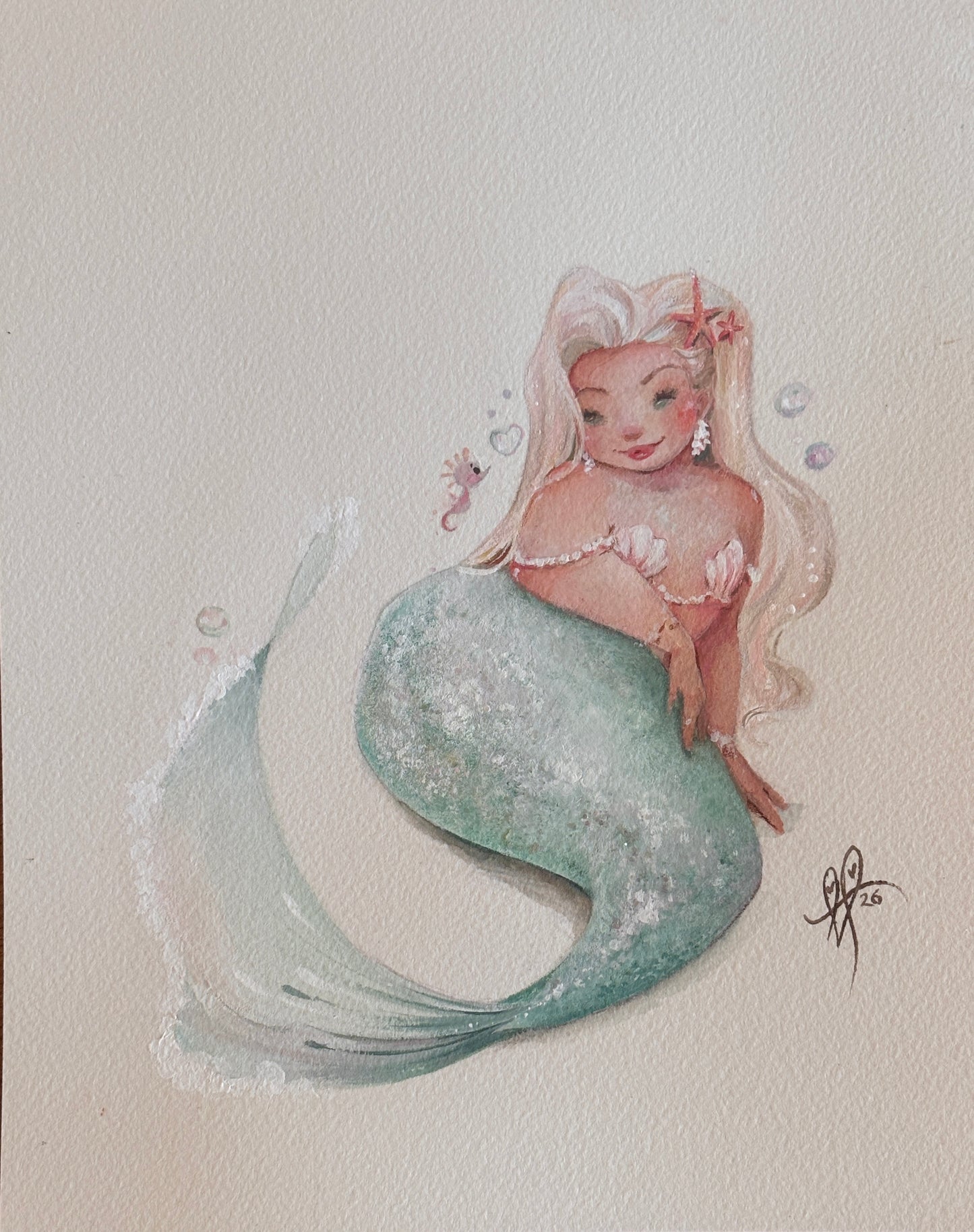 MerMay 2026 "Seafoam" original gouache painting