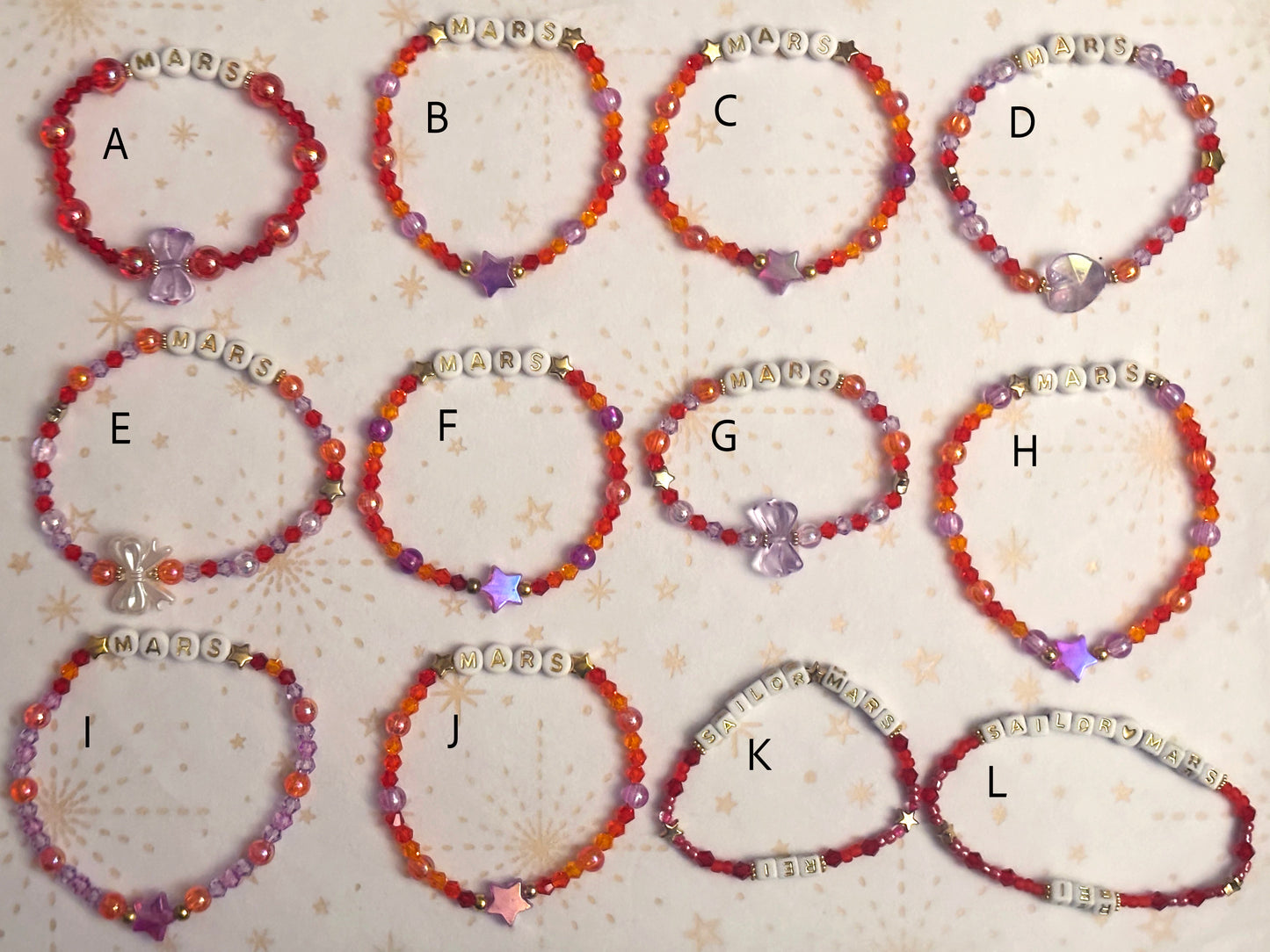 Sailor Mars Beaded Bracelets