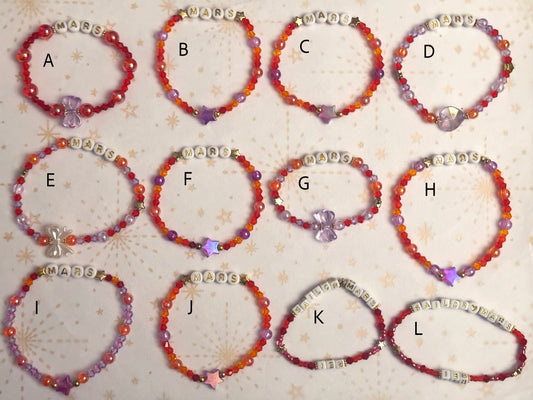 Sailor Mars Beaded Bracelets