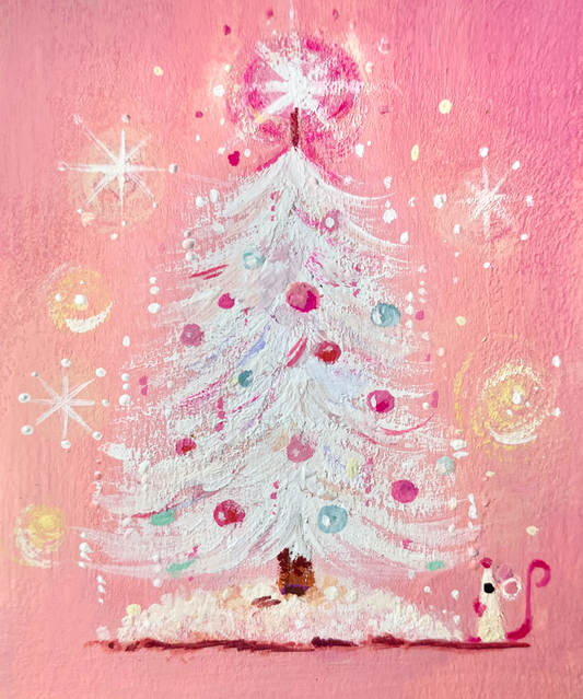Limited Edition Pastel Pink Christmas mini art print