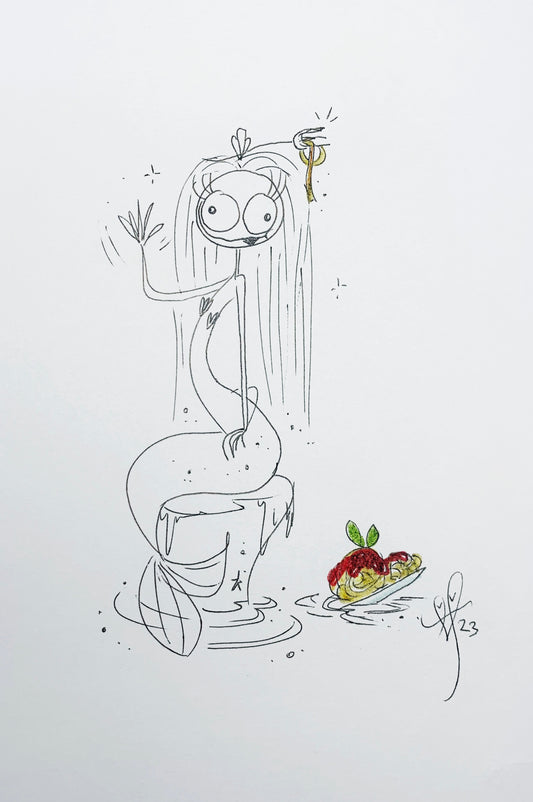 Mermie pen sketch Swimming Spaghetti  #78