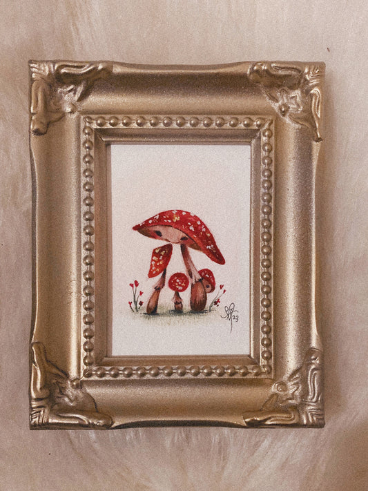 Fungi Family 6 gouache mini painting
