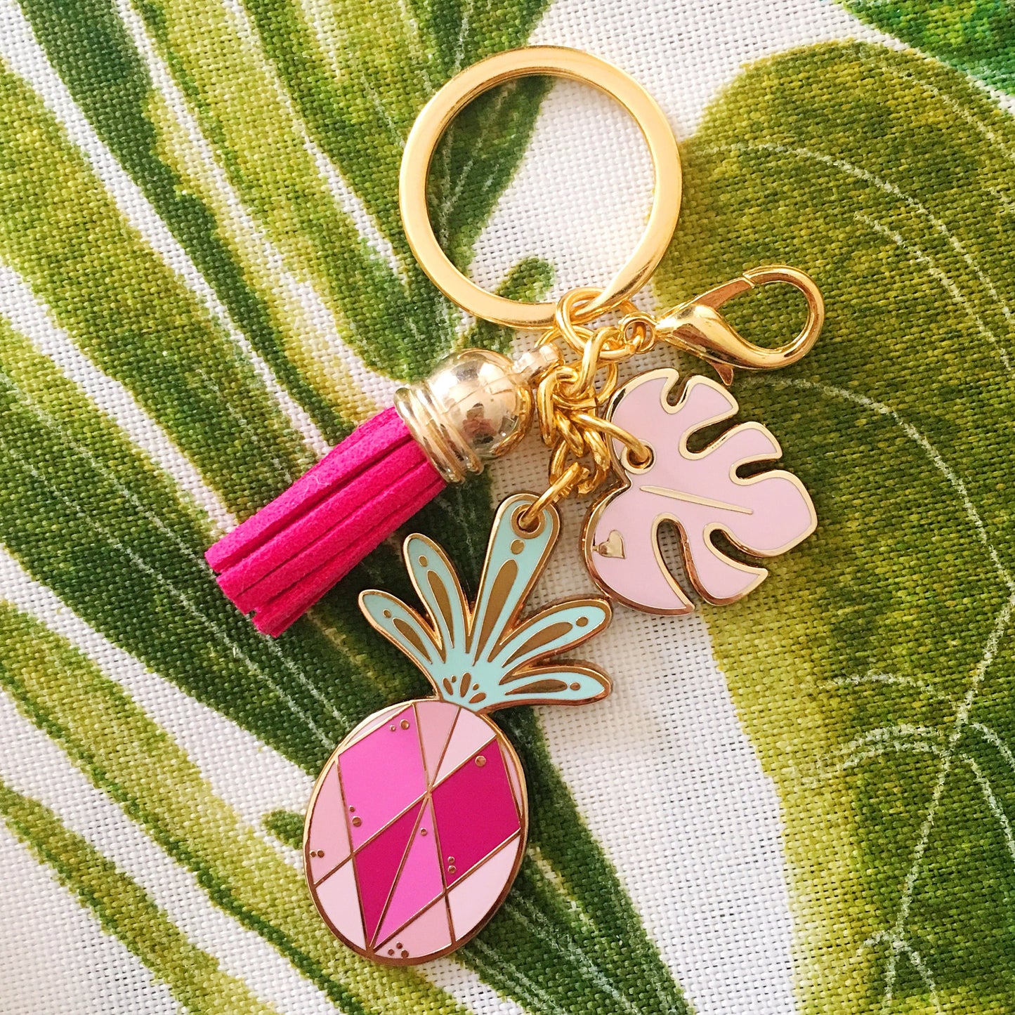 Pink Piña Hard Enamel Keychain