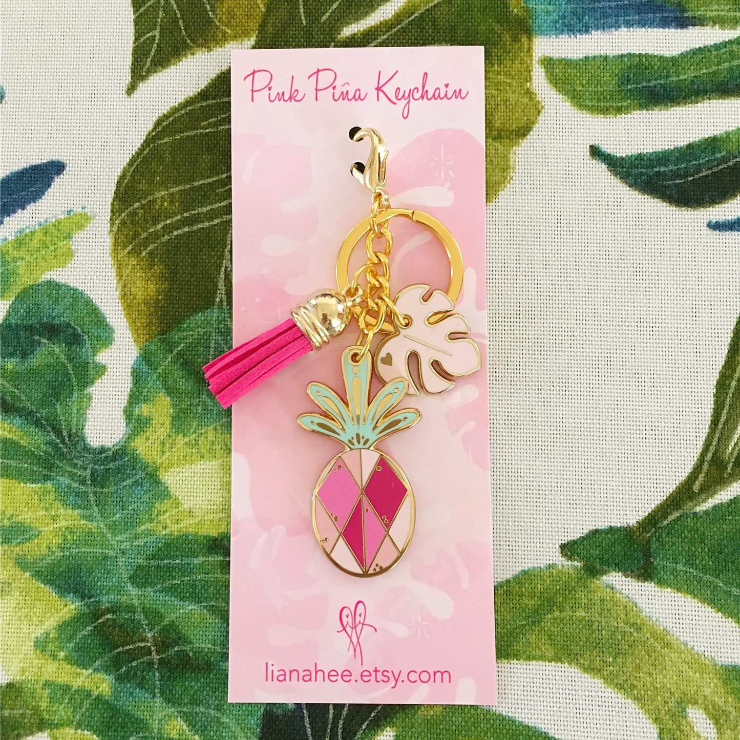 Pink Piña Hard Enamel Keychain