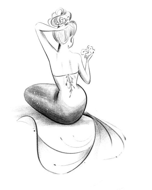 Charcoal mermaid fine art print