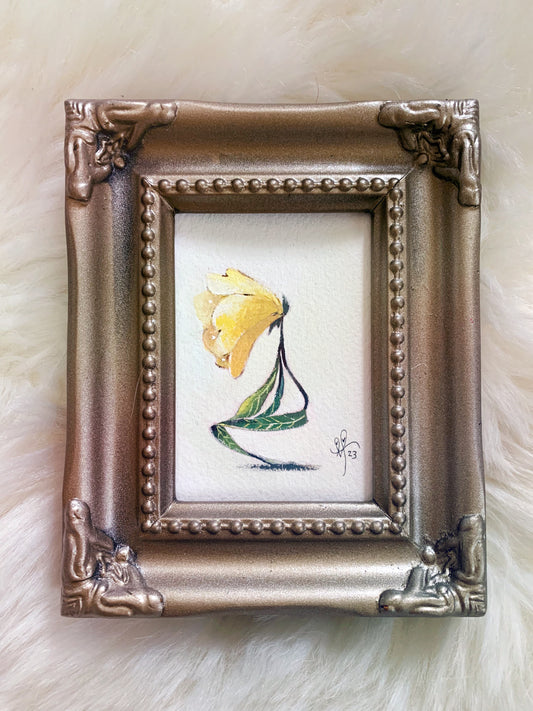 Evening Primrose gouache mini painting